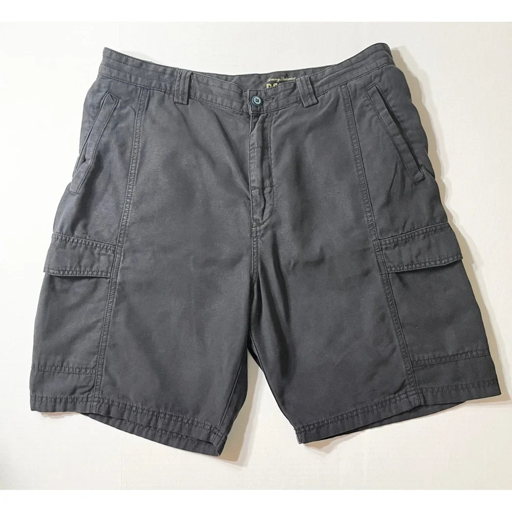 Tommy Bahama Relax Cargo Shorts Men's 36 Utility Dark Gray Outdoor Tencel Cotton